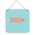 Micasa American Landrace Pig Blue Check Wall or Door Hanging Prints6 x 6 in. MI627880